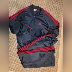 Adidas Navy and Red Tracksuit